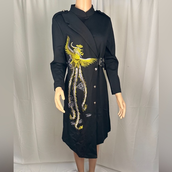 Golden Phoenix Black Embroidery Asymmetrical Dress - Picture 8 of 8